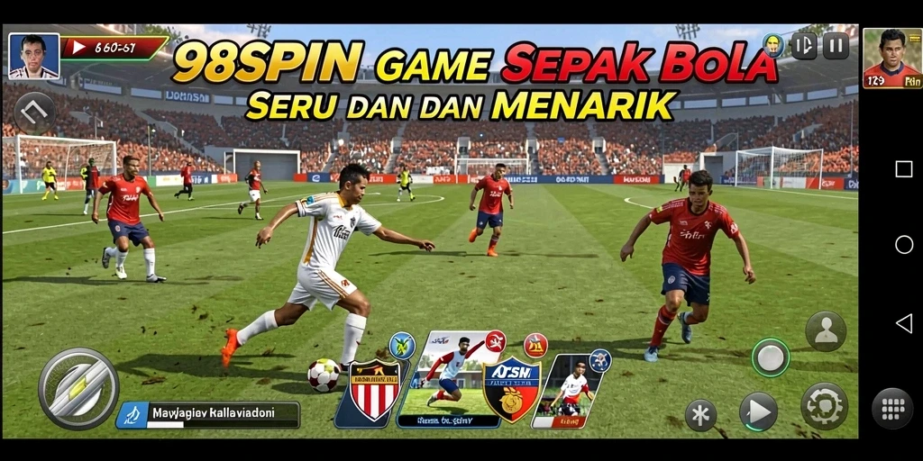 Gambaran gameplay menegangkan dalam game sepak bola 98SPIN.