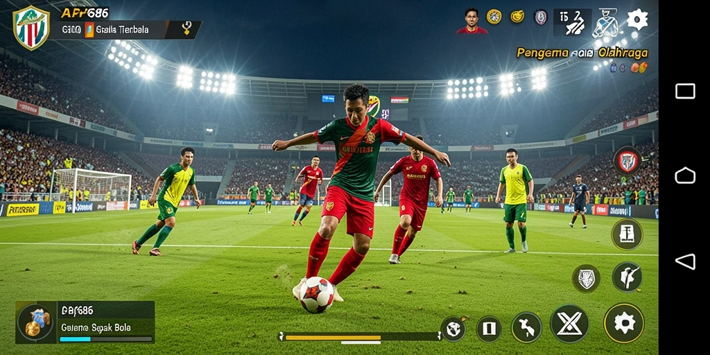 Screenshot AP686 menampilkan aksi seru dalam permainan sepak bola.