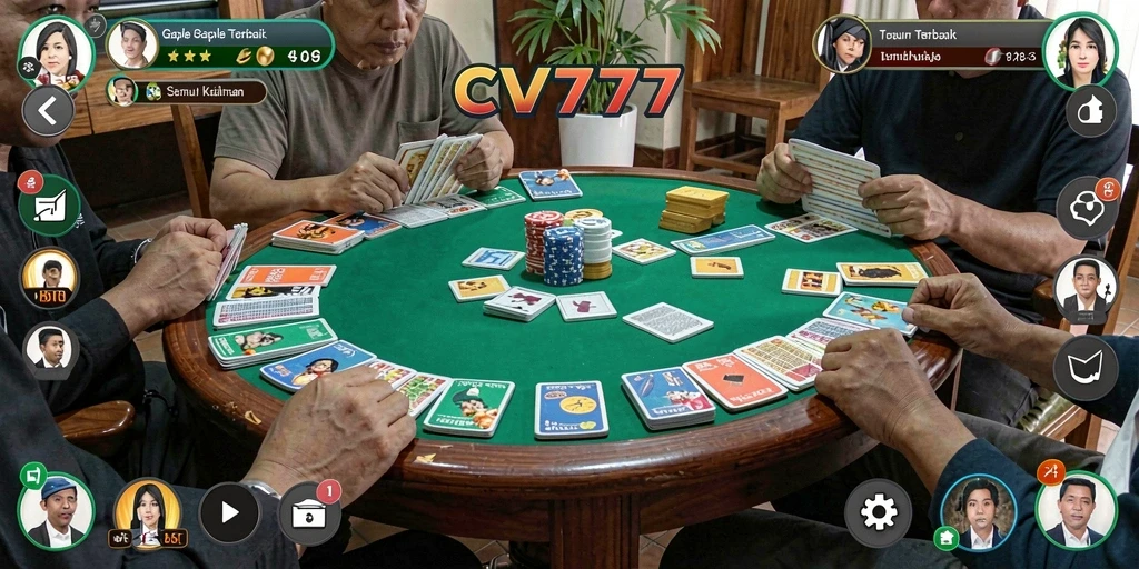 Screenshot gameplay Gaple di CV777 menampilkan suasana permainan yang seru.