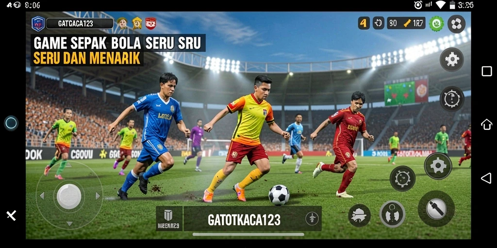 GATOTKACA123 menampilkan aksi seru gameplay sepak bola.