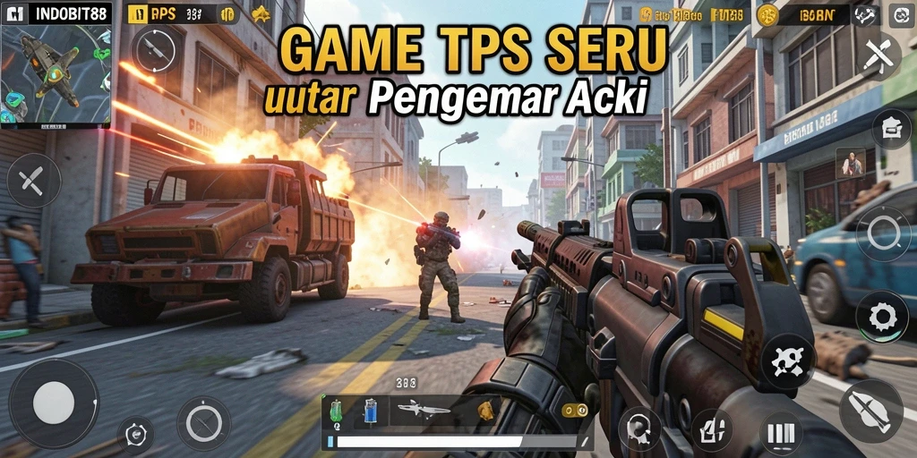 Tangkapan layar utama INDOBIT88 menampilkan aksi seru gameplay TPS.