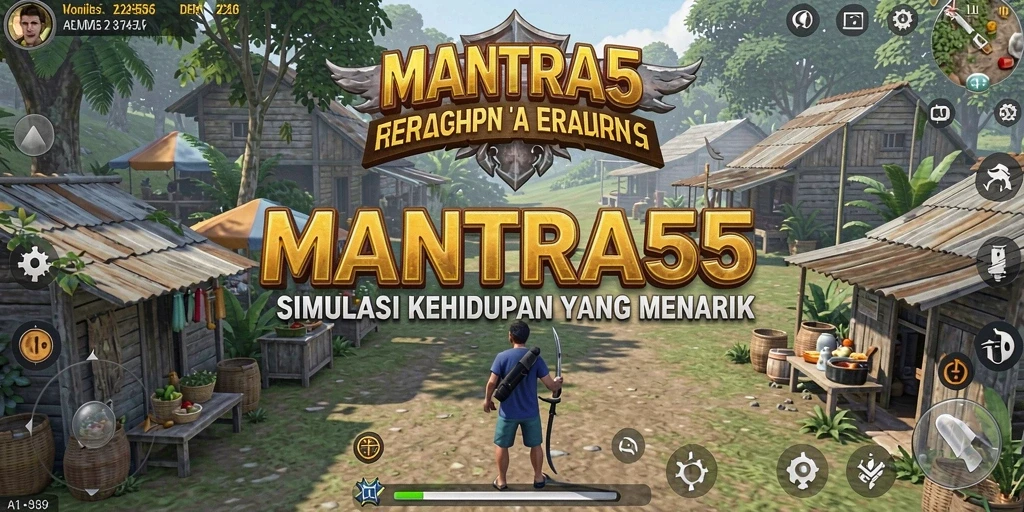 Screenshot MANTRA55 menampilkan gameplay simulasi kehidupan yang mendalam.