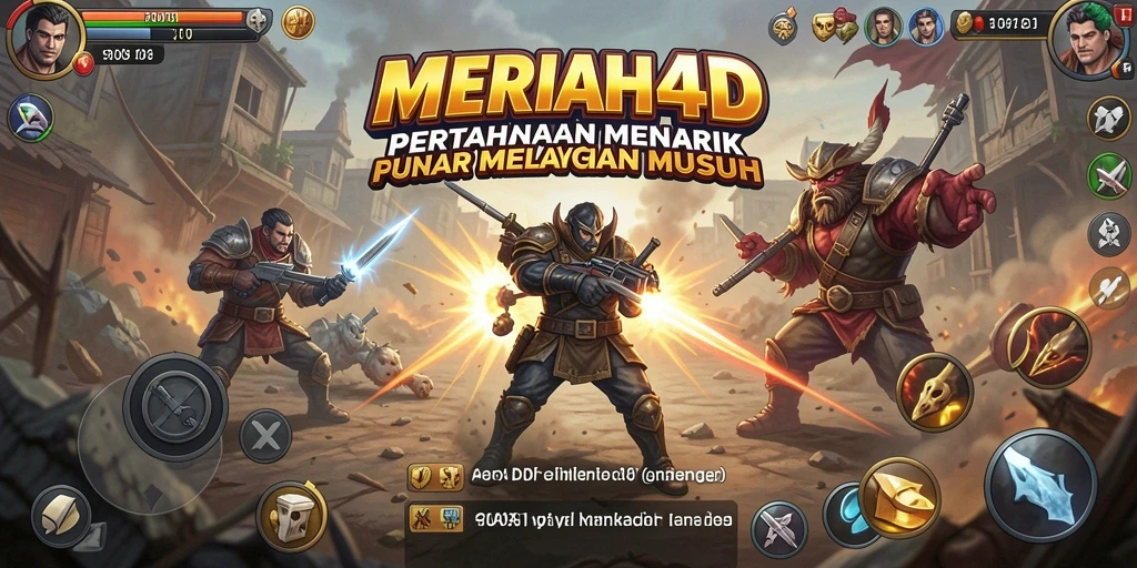 Tampilan gameplay seru dari MERIAH4D dalam pertempuran Tower Defense.