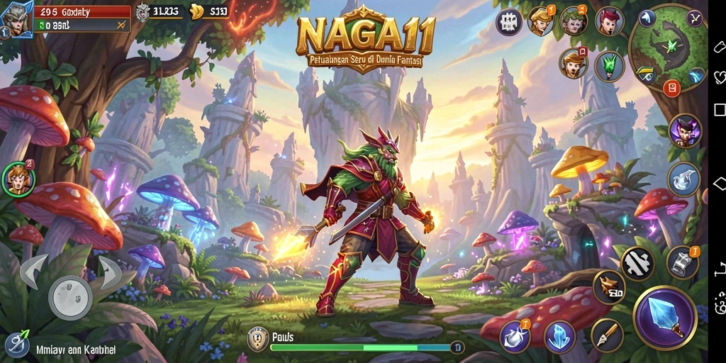 Screenshot NAGA11 menampilkan karakter dalam aksi petualangan RPG yang mendebarkan.