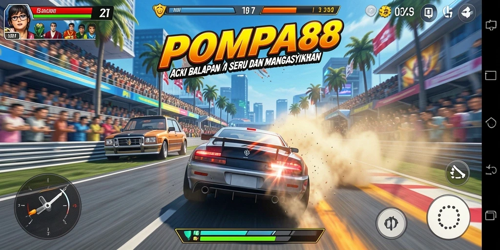 Gameplay Racing POMPA88 yang seru dan mendebarkan.