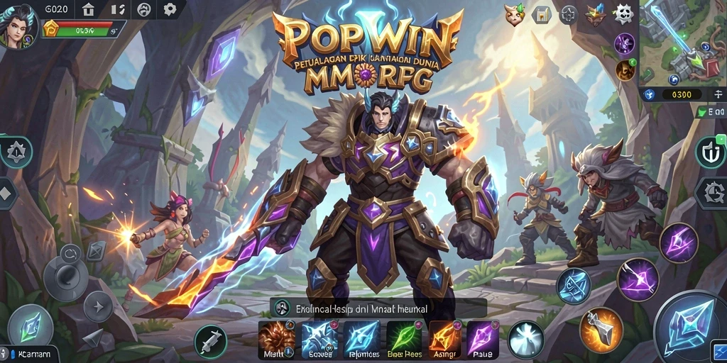 Tangkapan layar dari gameplay <strong>POPWIN</strong> menunjukkan dunia MMORPG yang menakjubkan.